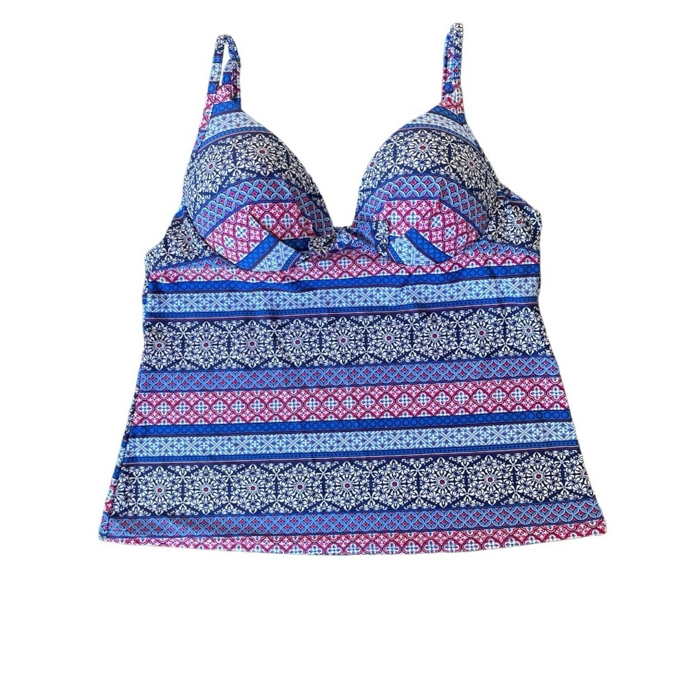 Point Zero Ocean Tankini Floral Geometric Pattern Adjustable Straps 16/36